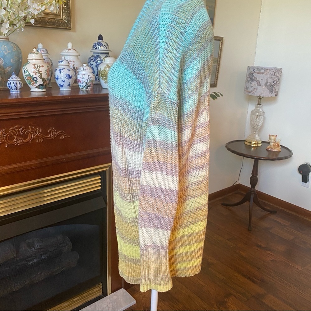 Pilcro • Striped Open Front Shawl Collar Cardigan Sweater • Size XS (Oversized) - Picture 4 of 7